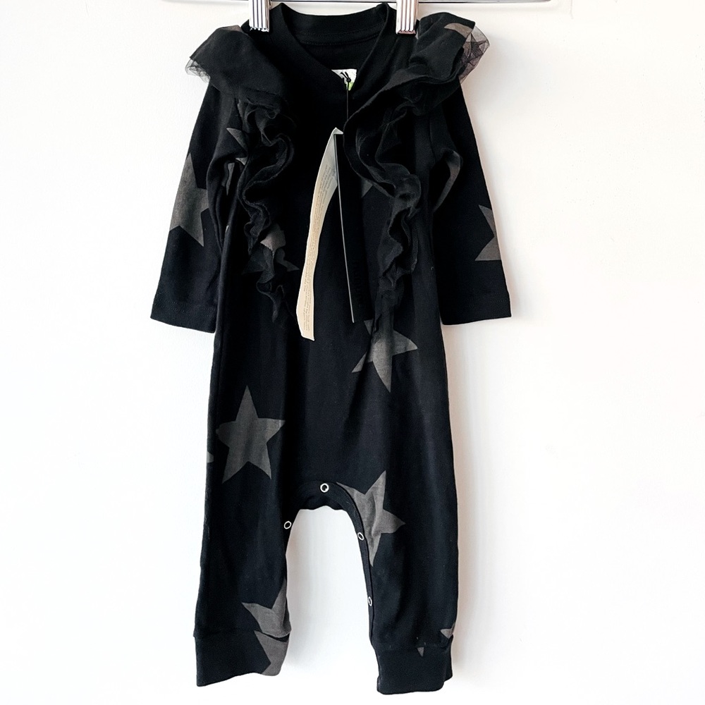 NWT Nununu ruffle star playsuit long sleeve tulle romper deconstructed overalls